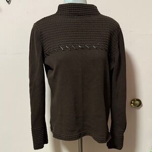JEANNE PIERRE Dark Brown Textured Turtleneck Sweater